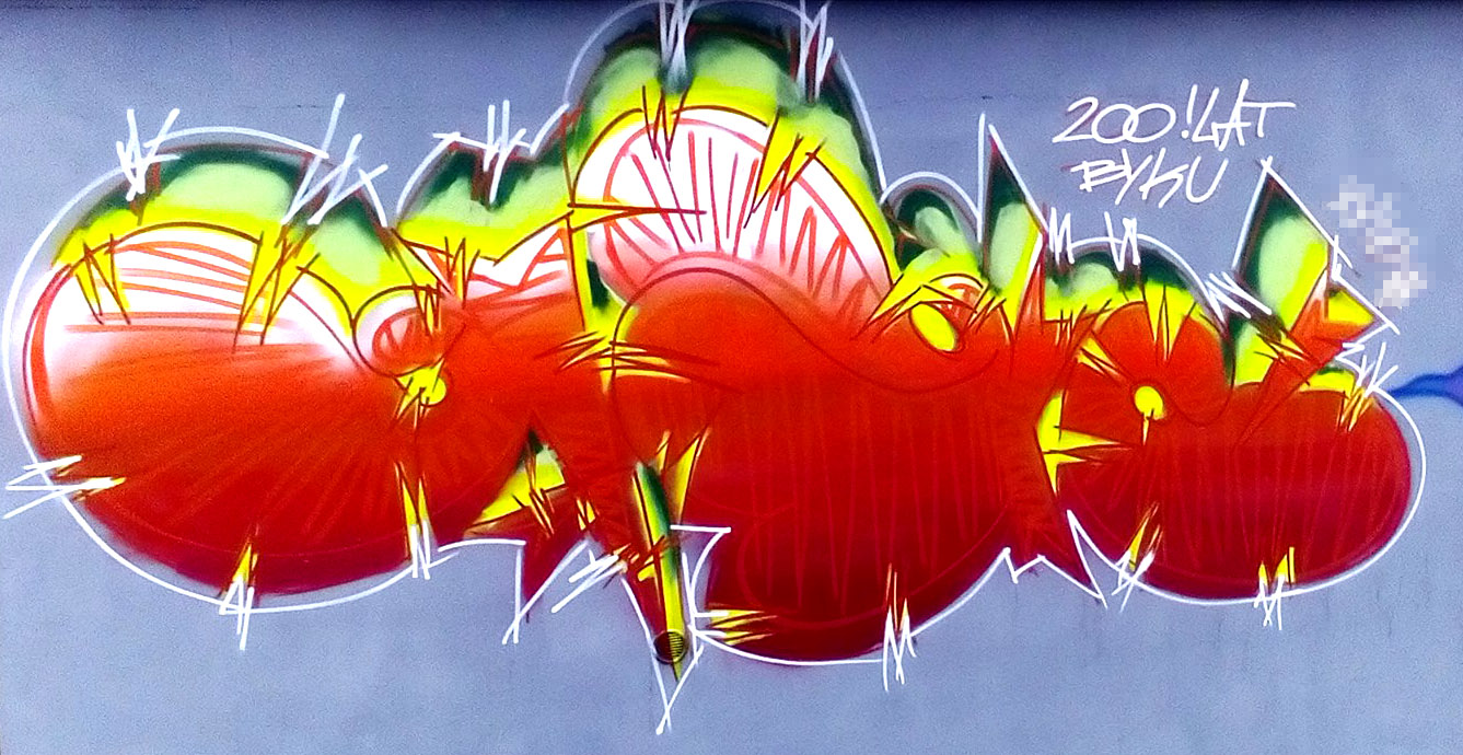 Graffiti z okazji charytatywnej Bitwy o Lębork
